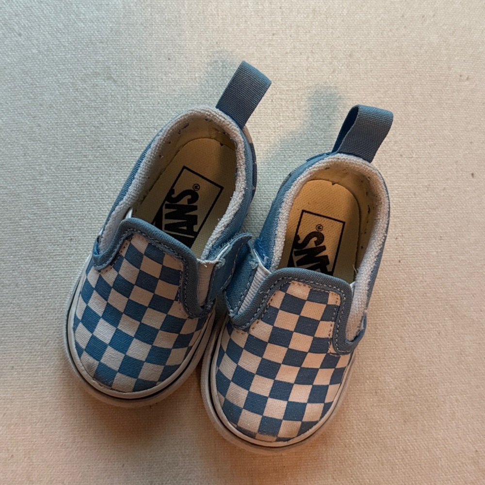 BABY Vans Blue White Checkered 3T Slip-Ons (6-12 mo)